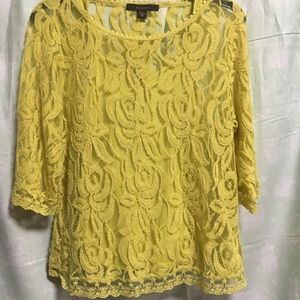 FEVER yellow lace top over tank